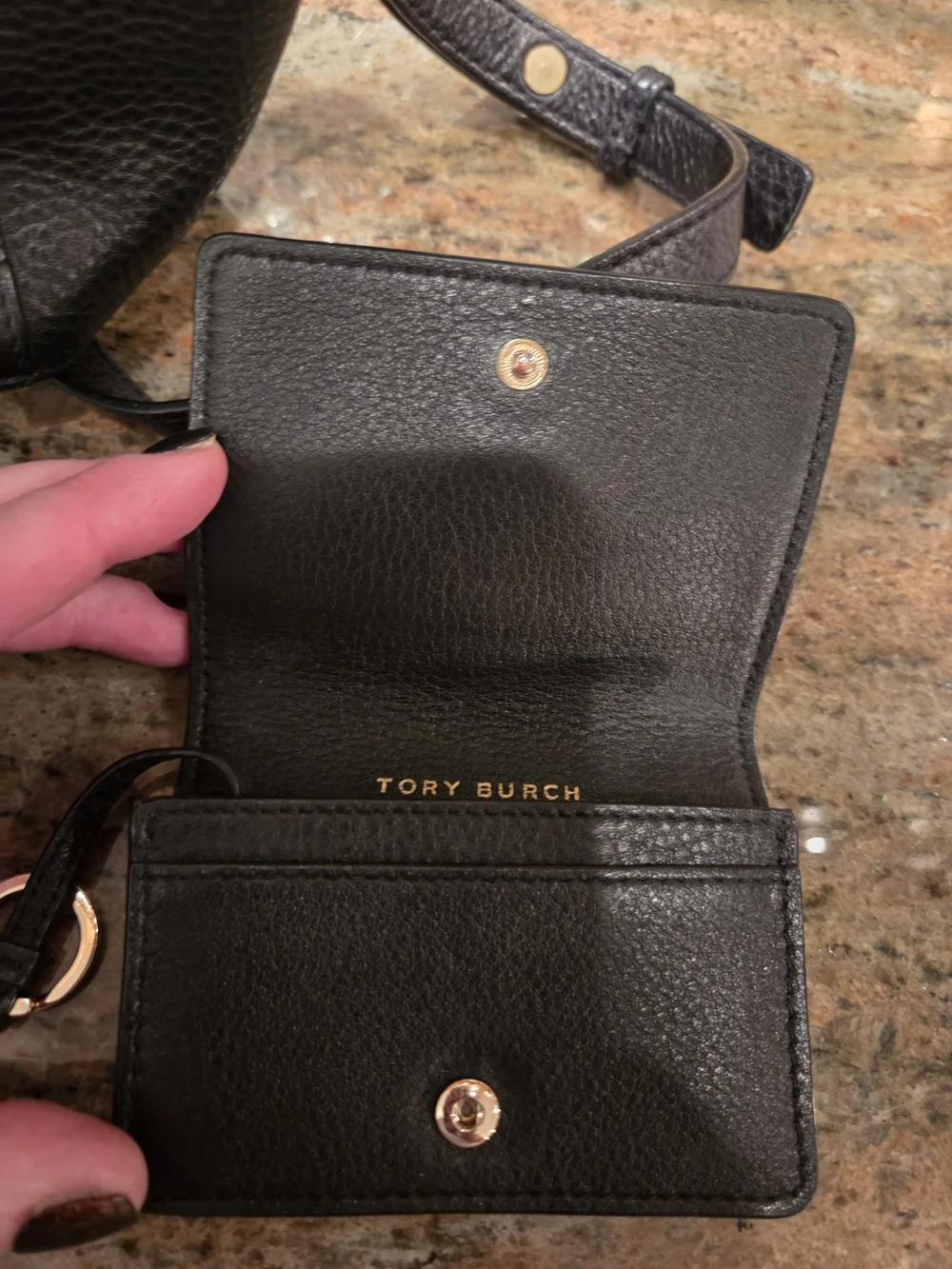 Tory Burch Black Pebbled Leather Satchel and Matching Wallet